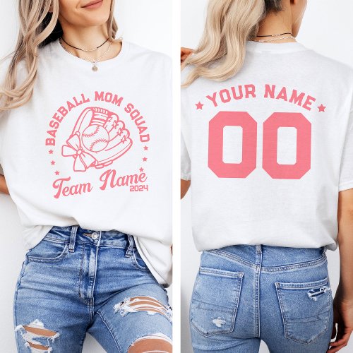 Custom Baseball Mom Squad with Team Name Number  T_Shirt