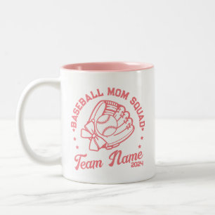 Custom Baseball Mom Squad with Team Name Number Two-Tone Coffee Mug