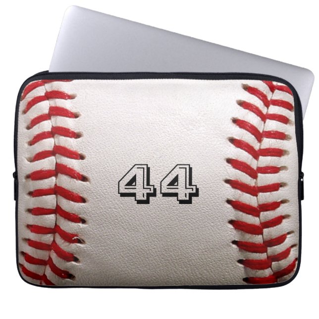 Custom Baseball Number Art – High-Def Sports Photo Laptop Sleeve (Front)