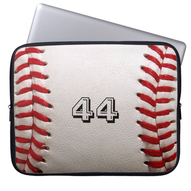 Custom Baseball Number Art – High-Def Sports Photo Laptop Sleeve (Front)