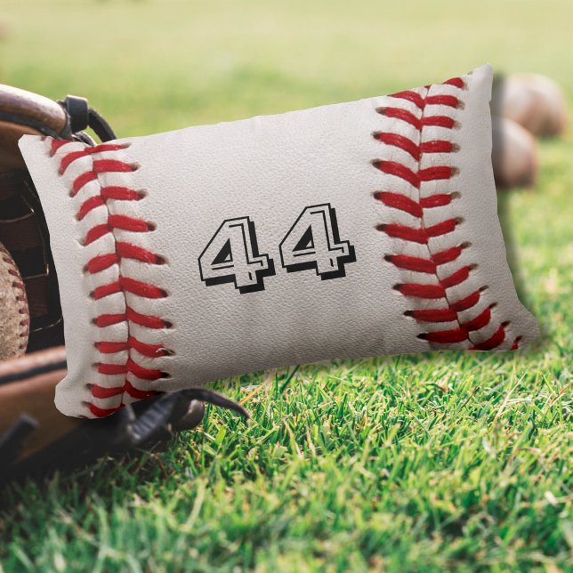 Custom Baseball Number Art – High-Def Sports Photo Lumbar Pillow (Creator Uploaded)