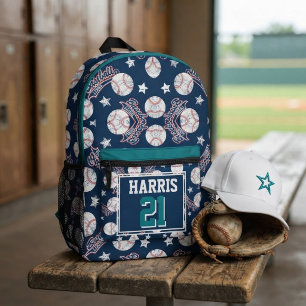 Custom Baseball Personalized Team Name Number Printed Backpack