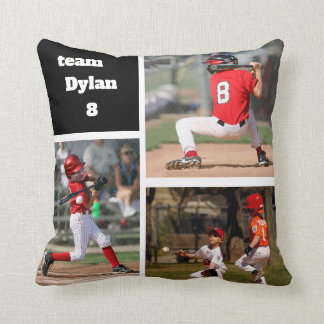 Custom Baseball Photo Collage Pillow with Saying