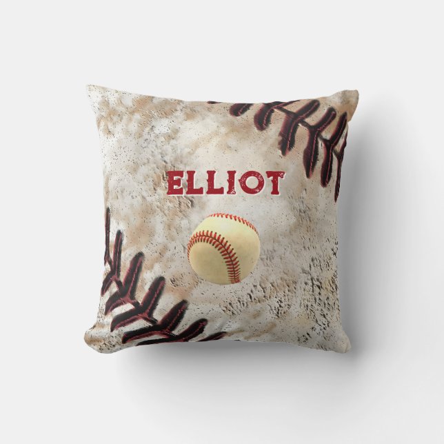Custom Baseball Pillow, Personalized Baseball Deco Throw Pillow (Front)
