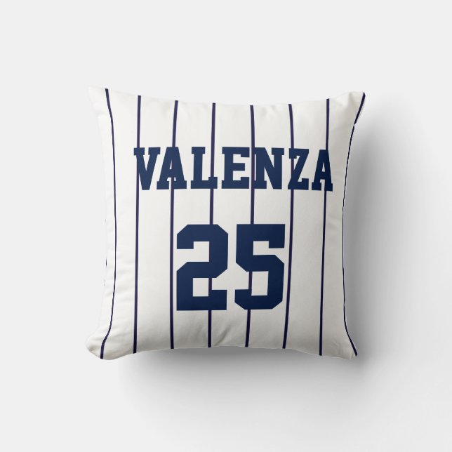 Custom Baseball Pinstripe Uniform Jersey Pillow (Front)