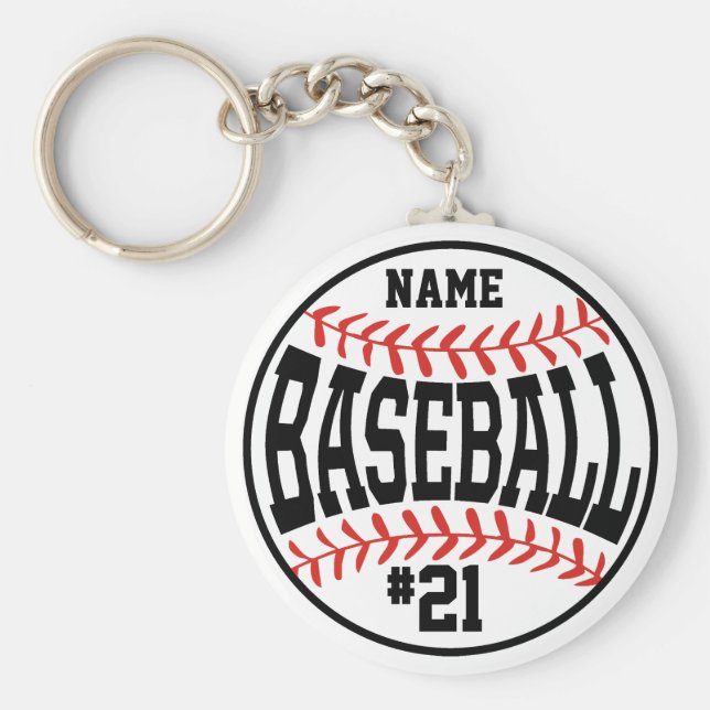 Custom Baseball Player Button  Baseball Team Keychain (Front)