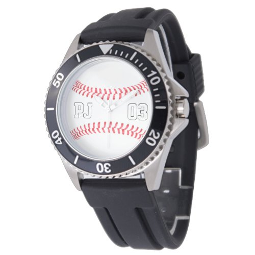 Custom Baseball Player Initials and Jersey Number Watch