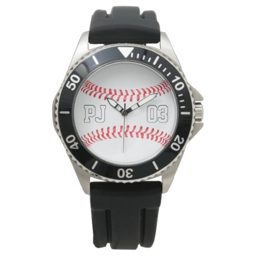 Custom Baseball Player Initials and Jersey Number Watch