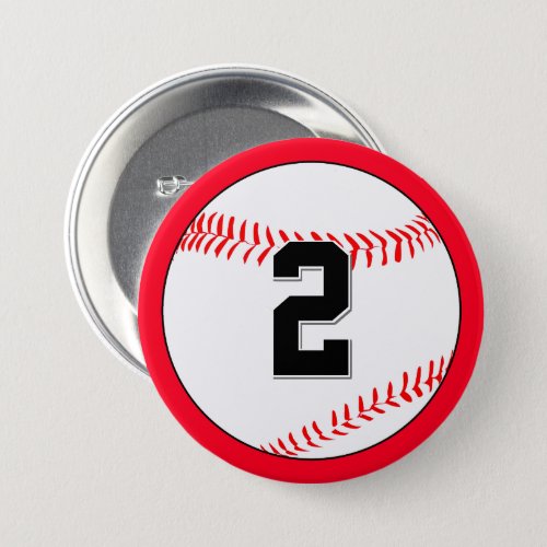 Custom Baseball Player Jersey Number  Team Color Button