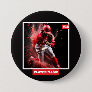 Custom Baseball Player Photo Team Wall Clock Button