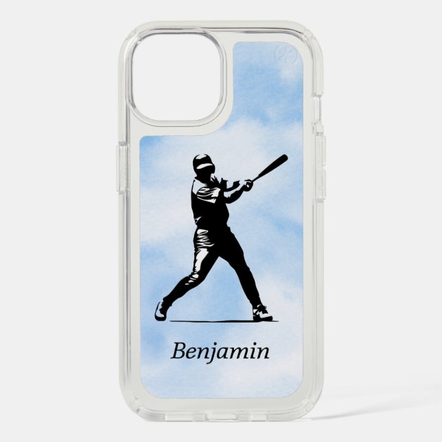 Custom Baseball Player Silhouette Blue Sky  Speck iPhone Case (Front)