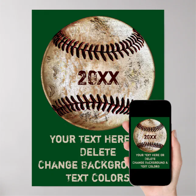 Custom Baseball Posters with Your COLORS and TEXT Zazzle