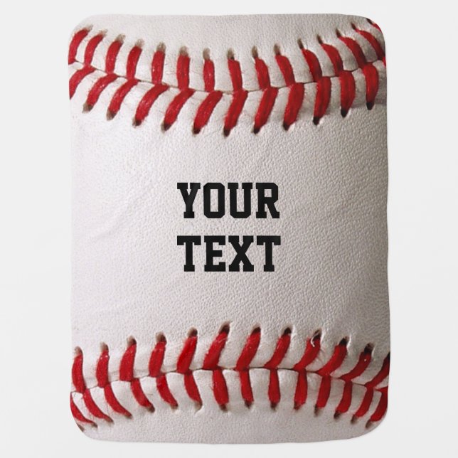 Custom Baseball Stitches & Leather Sports Graphic Baby Blanket (Front)