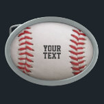 Custom Baseball Stitches & Leather Sports Graphic Belt Buckle<br><div class="desc">Design Inspiration: Capture the essence of the diamond with this stunning, high-definition macro photograph of a classic baseball. This design focuses on the iconic textures of the game—the crisp white leather and the intricate, vibrant red stitching. It is a sophisticated take on sports imagery, designed to look professional on office...</div>