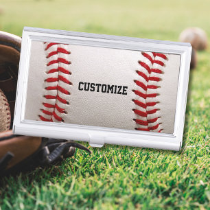 Custom Baseball Stitches & Leather Sports Graphic Business Card Case