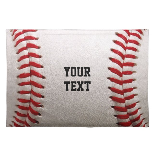Custom Baseball Stitches & Leather Sports Graphic Cloth Placemat (Front)