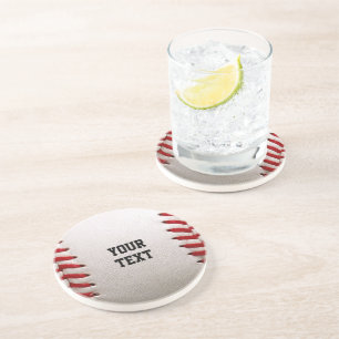 Custom Baseball Stitches & Leather Sports Graphic Coaster