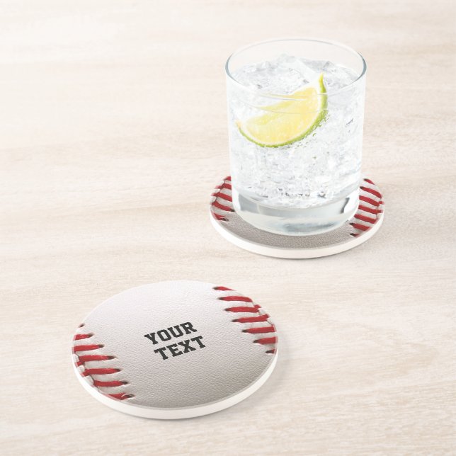 Custom Baseball Stitches & Leather Sports Graphic Coaster (Side)