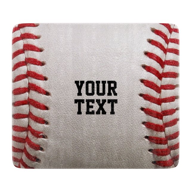 Custom Baseball Stitches & Leather Sports Graphic Cutting Board (Front)