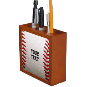 Custom Baseball Stitches & Leather Sports Graphic Desk Organizer