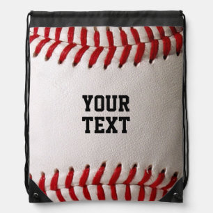 Custom Baseball Stitches & Leather Sports Graphic Drawstring Bag