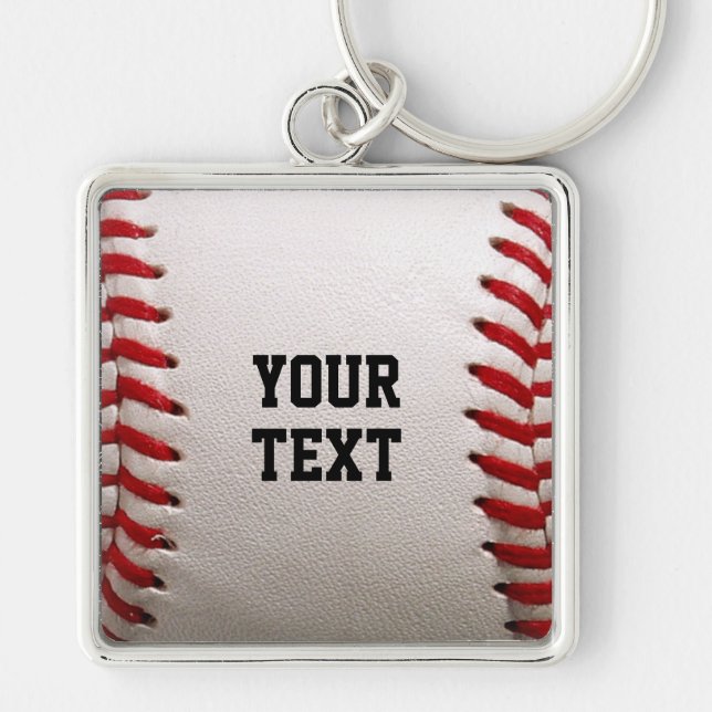 Custom Baseball Stitches & Leather Sports Graphic Keychain (Front)