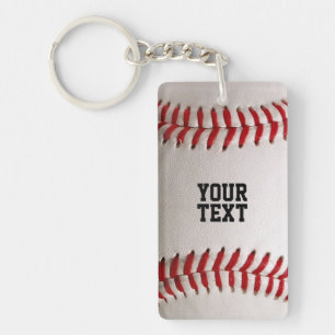 Custom Baseball Stitches & Leather Sports Graphic Keychain