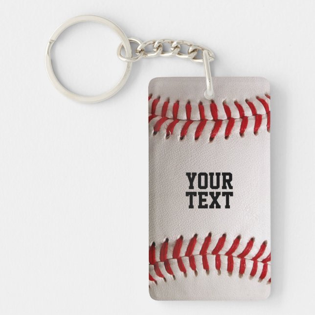 Custom Baseball Stitches & Leather Sports Graphic Keychain (Front)