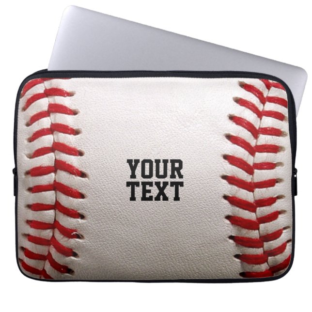 Custom Baseball Stitches & Leather Sports Graphic Laptop Sleeve (Front)