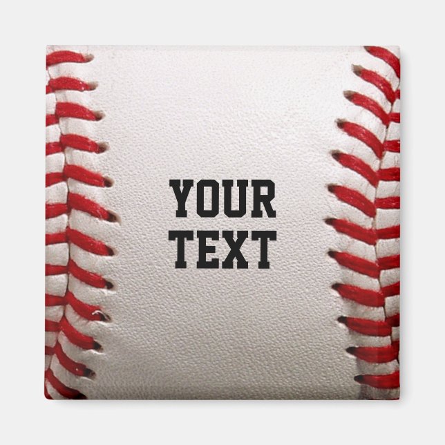 Custom Baseball Stitches & Leather Sports Graphic Magnet (Front)