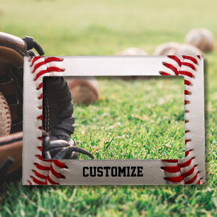 Custom Baseball Stitches & Leather Sports Graphic Magnetic Photo Frame