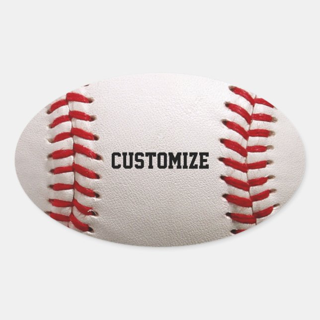 Custom Baseball Stitches & Leather Sports Graphic Oval Sticker (Front)