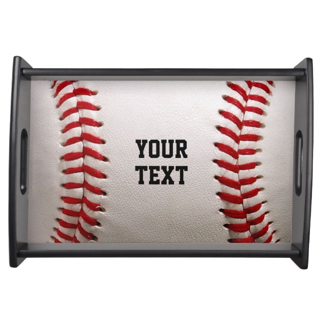 Custom Baseball Stitches & Leather Sports Graphic Serving Tray (Front)