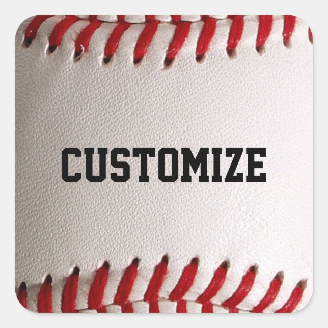 Custom Baseball Stitches & Leather Sports Graphic Square Sticker (Front)