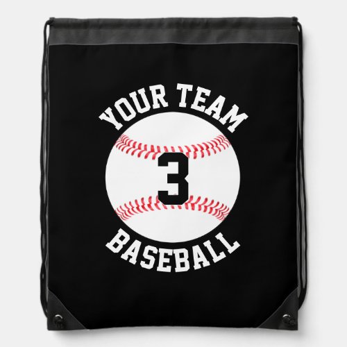 Custom Baseball Team Name and Player Number Sports Drawstring Bag