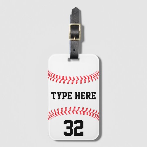 Custom Baseball Team Name and Player Number Sports Luggage Tag