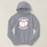 Custom Baseball Team Name or Text Sports Hoodie