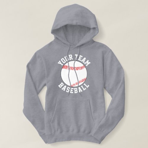 Custom Baseball Team Name or Text Sports Hoodie