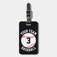 Custom Baseball Team Name, Player Number and Color Luggage Tag