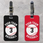 Custom Baseball Team Name, Player Number and Color Luggage Tag<br><div class="desc">Create customized baseball bag/luggage tags for baseball players and teams. Customize with your own baseball team name, baseball player jersey numbers, and your own team colors! Just click "Personalize this template", and type in your own custom text. You can also click [Customize} to edit the background colors any way you...</div>