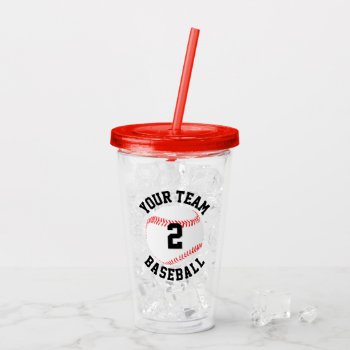 Custom Baseball Team Name & Player Number Sports Acrylic Tumbler by SoccerMomsDepot at Zazzle