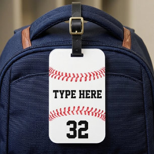 Custom Baseball Team Name Player Number Sports Bag Luggage Tag