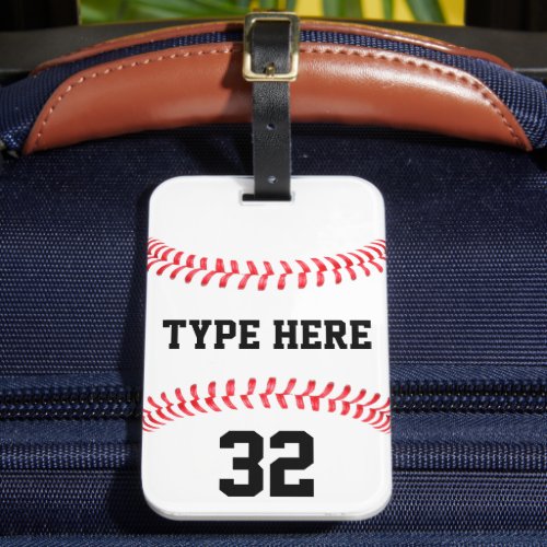 Custom Baseball Team Name Player Number Sports Bag Luggage Tag