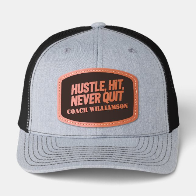 Custom Baseball Themed Coach Leather Patch Hat (Front)