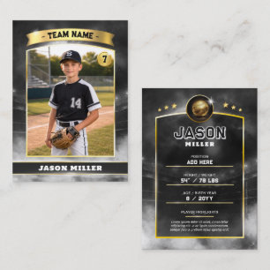 Custom Baseball Trading Card, Black Gold Stadium  Calling Card