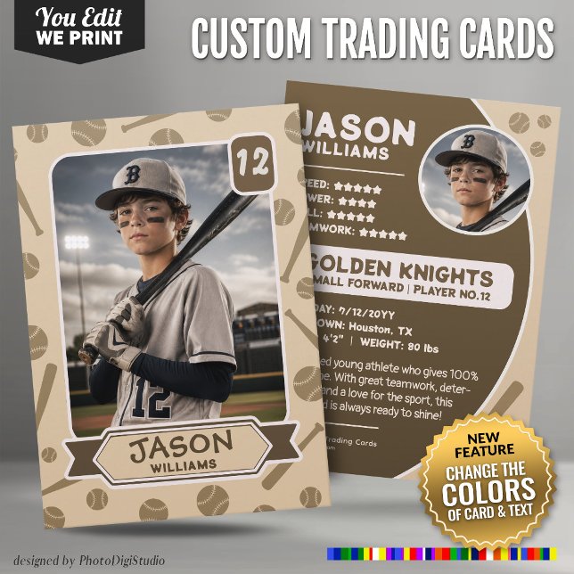 Custom Baseball Trading Card, Editable Colors Card (Custom Baseball Trading Card, Editable Colors Card)