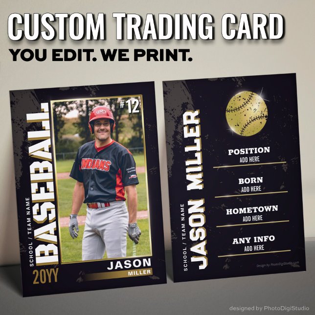 Custom Baseball Trading Card, Gold Baseball Player Calling Card (Custom Baseball Trading Card, Gold Baseball Player Calling Card)