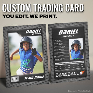 Custom Baseball Trading Card, Graphite PRO Stats Calling Card