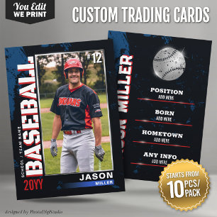 Custom Baseball Trading Card, Red Blue 10 pcs/pack Place Card