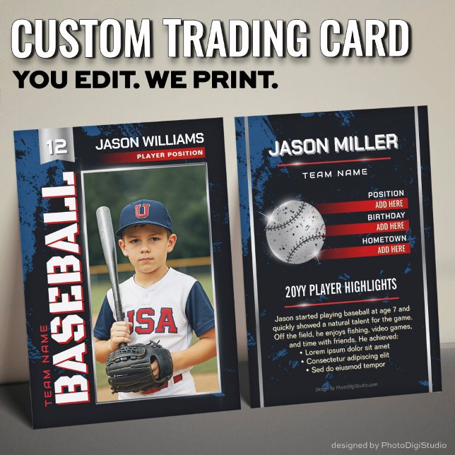 Custom Baseball Trading Card, USA Power Player Calling Card (Custom Baseball Trading Card, USA Power Player Card )